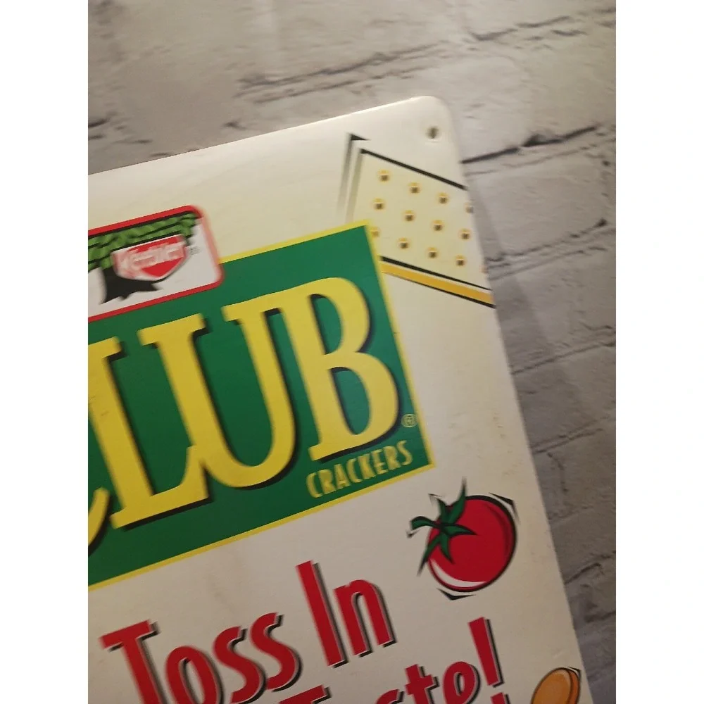VTG Keebler Store Display Sign Banana Pudding & Club Crackers Double Sided 13x25